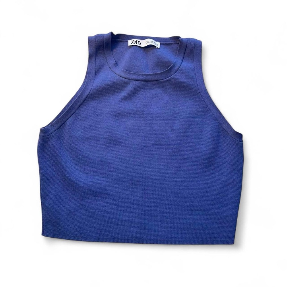 ZARA Knit Crop Top Sleeveless Tank Top Blue/Purple Size M